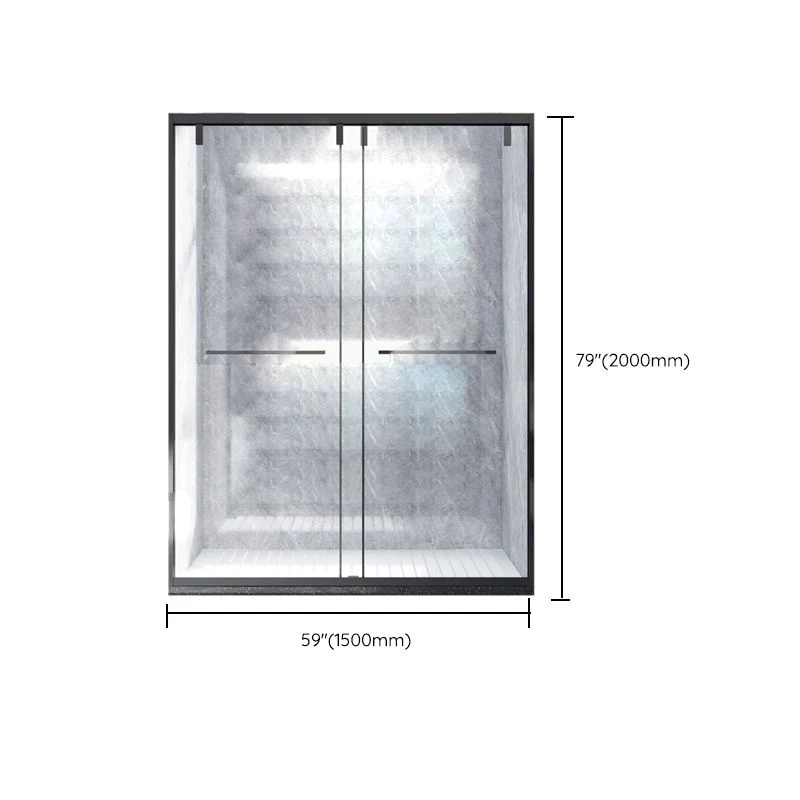 Puerta de ducha deslizante doble transparente con marco metálico, puertas de baño y ducha Clearhalo