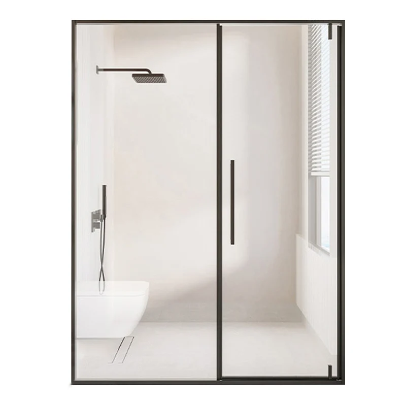Puerta de ducha semi sin marco corrediza única, mampara de ducha de vidrio templado Clearhalo