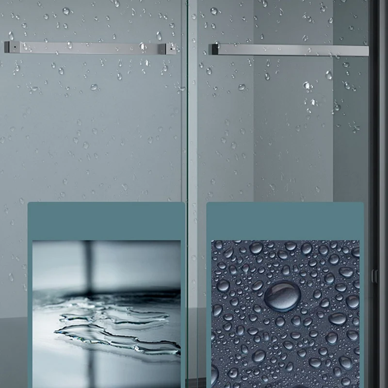 Puerta de ducha templada transparente Puerta de baño de ducha corrediza doble con 2 manijas de puerta Plata Clearhalo