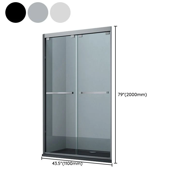 Puerta de ducha templada transparente Puerta de baño de ducha corrediza doble con 2 manijas de puerta Plata Clearhalo