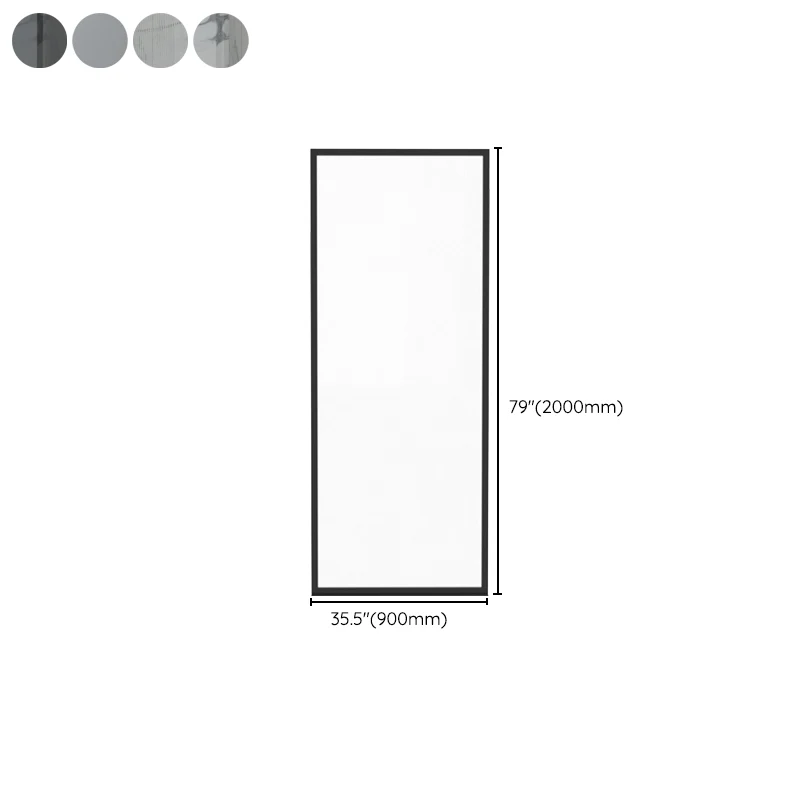 Puerta de ducha de vidrio fija Mampara de ducha con marco de acero inoxidable negro Clearhalo