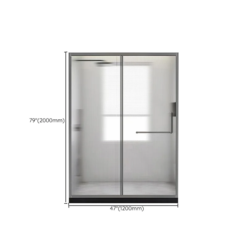 Puerta de ducha de vidrio y metal Puerta de baño de ducha negra en línea simple Clearhalo