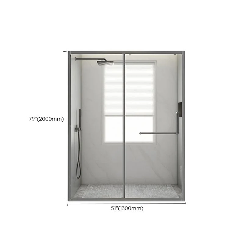 Puerta de ducha de vidrio y metal Puerta de baño de ducha negra en línea simple Clearhalo