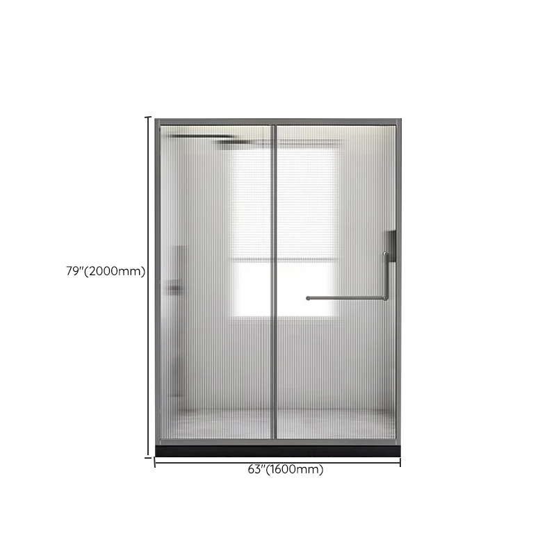 Puerta de ducha de vidrio y metal Puerta de baño de ducha negra en línea simple Clearhalo