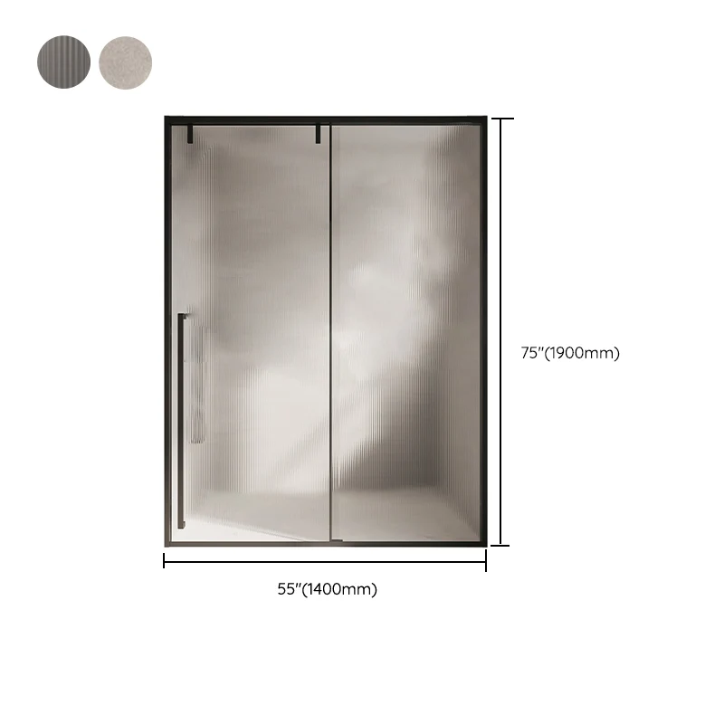 Puerta de ducha de vidrio y metal Puerta de baño negra de ducha simple de una línea Clearhalo