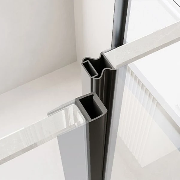 Puerta de ducha de vidrio semi sin marco negra Puerta de baño de ducha con bisagras Clearhalo