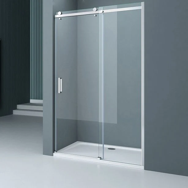 Puerta de ducha de vidrio templado semi sin marco Puerta de ducha corrediza única Clearhalo