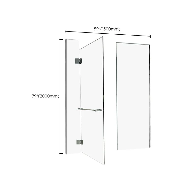 Puerta de ducha de vidrio templado sin marco con bisagras en línea, mampara de ducha transparente Clearhalo