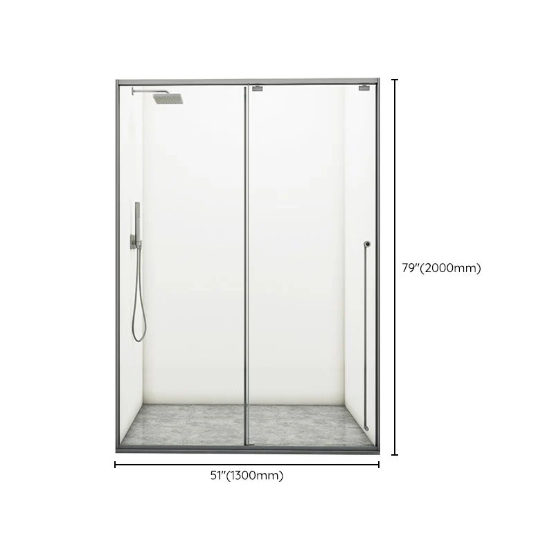Puerta de ducha de vidrio templado de un solo movimiento semi sin marco gris de acero inoxidable Clearhalo