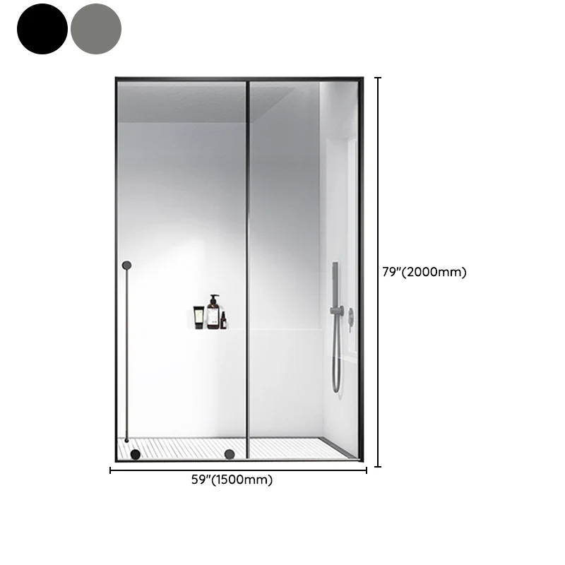 Puertas de ducha de acero inoxidable Puerta de baño de ducha corrediza única de metal transparente Gris Clearhalo