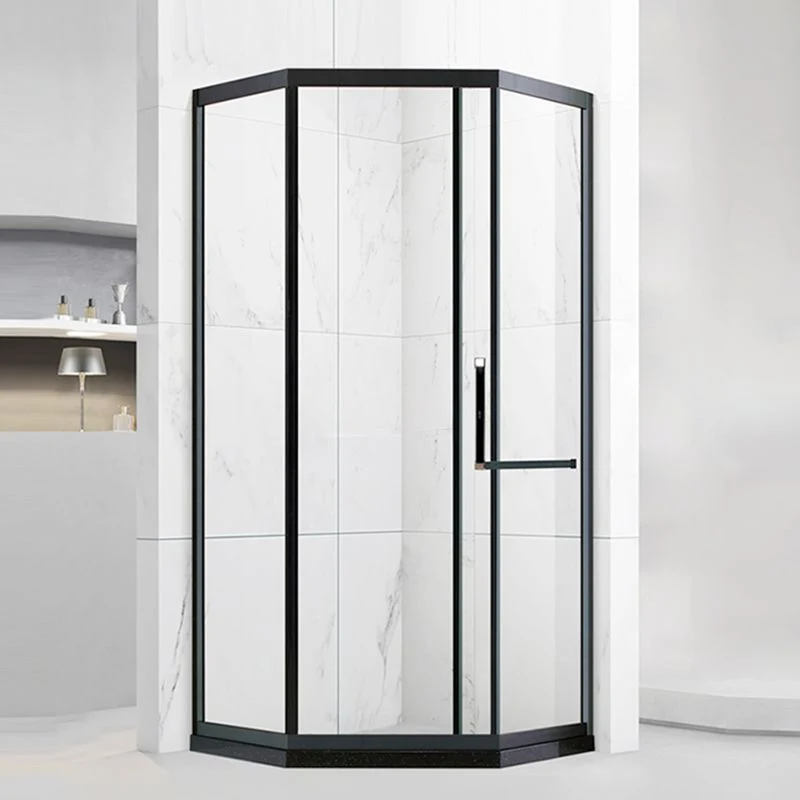 Puertas de ducha con marco templado Puerta de baño de ducha transparente negra Clearhalo