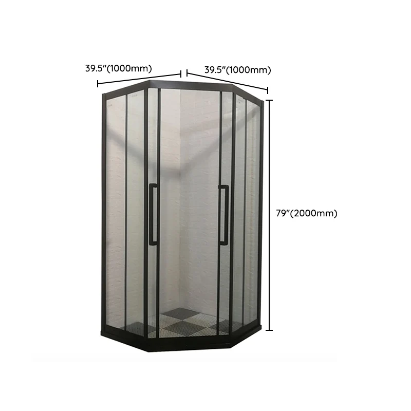 Puertas de ducha con marco templado Puerta de baño de ducha transparente negra Clearhalo