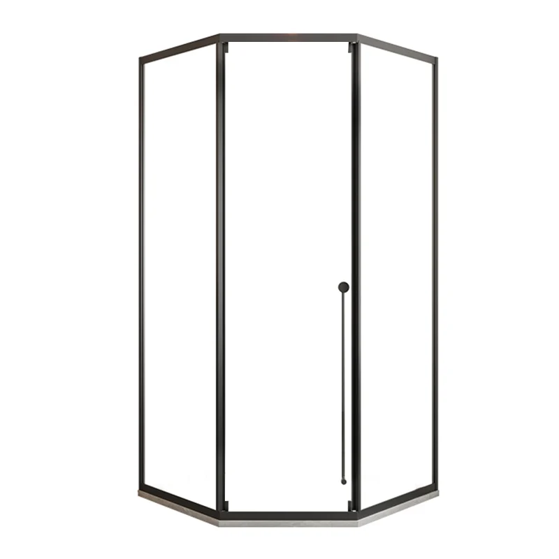 Puertas de ducha corredizas individuales enmarcadas Puerta de baño de ducha transparente Negro Clearhalo