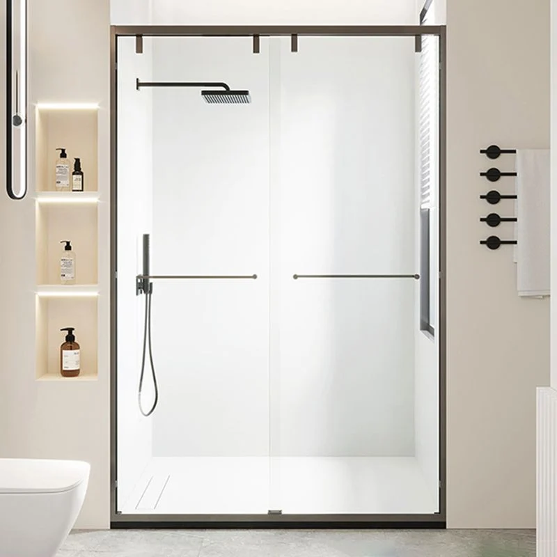 Puertas de ducha resistentes al rayado de la puerta del baño de la ducha deslizante doble transparente Gris Clearhalo