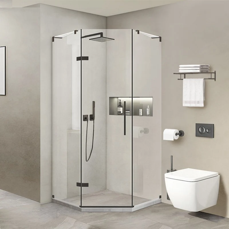 Puertas de ducha semi sin marco resistentes los arañazos en negro para puerta de baño y ducha Clearhalo