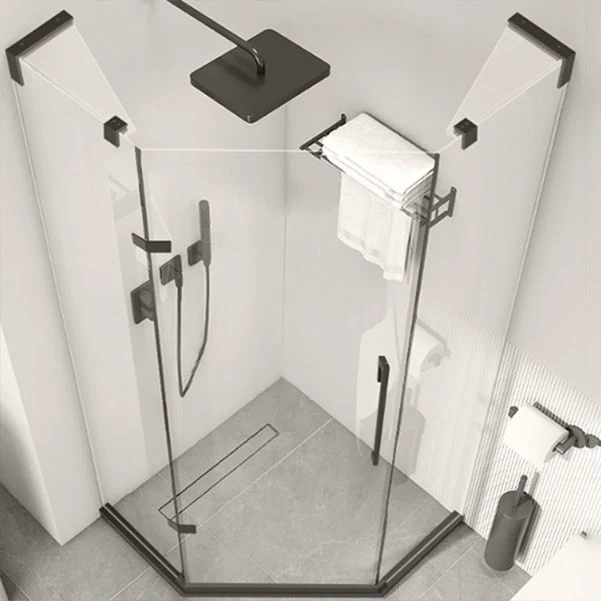 Puertas de ducha semi sin marco resistentes los arañazos en negro para puerta de baño y ducha Clearhalo