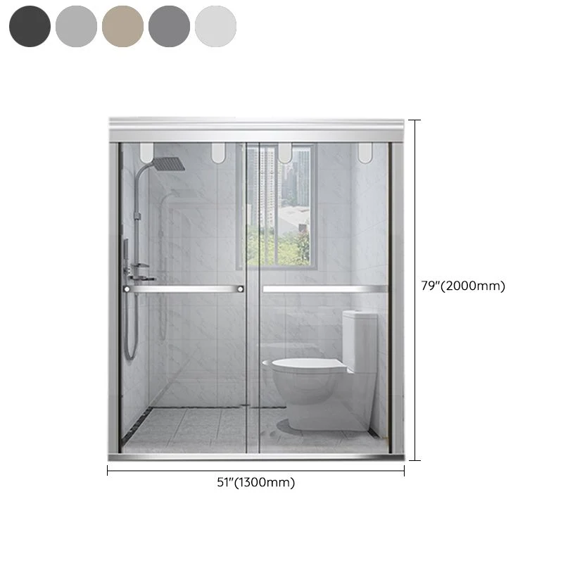 Puertas de ducha semi-frameless corredizas simples Puerta de ducha transparente templada Gris Clearhalo