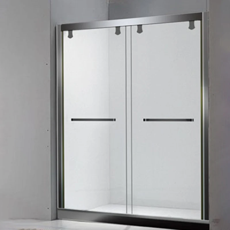 Puertas de ducha semi-frameless corredizas simples Puerta de ducha transparente templada Gris Clearhalo