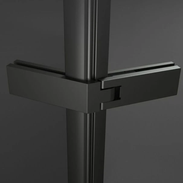 Puertas de ducha templadas enmarcadas Puerta de baño de ducha templada con bisagras Negro Clearhalo