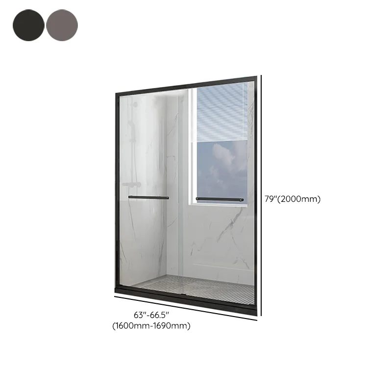 Puertas de ducha transparentes resistentes los arañazos, puerta corrediza doble para baño y ducha Negro Clearhalo