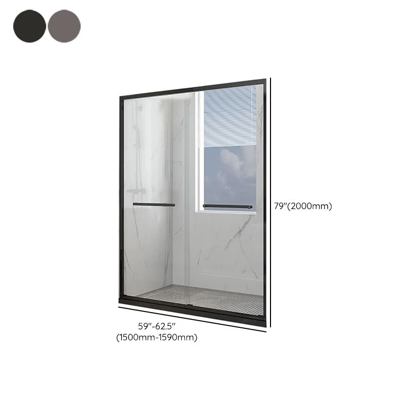 Puertas de ducha transparentes resistentes los arañazos, puerta corrediza doble para baño y ducha Negro Clearhalo
