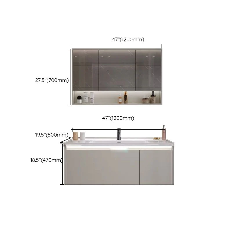 Rasguño rectangular gris del marco de madera del soporte de la pared del solo fregadero de la vanidad del cuarto de baño r...