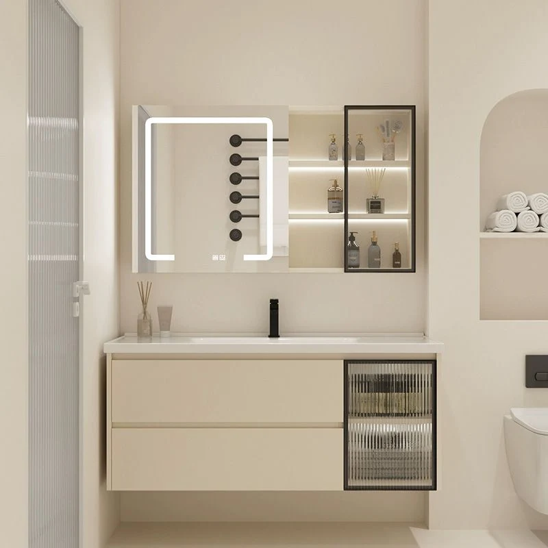 Soporte de pared superior de cerámica para lavabo de baño moderno con puerta de cierre suave Clearhalo