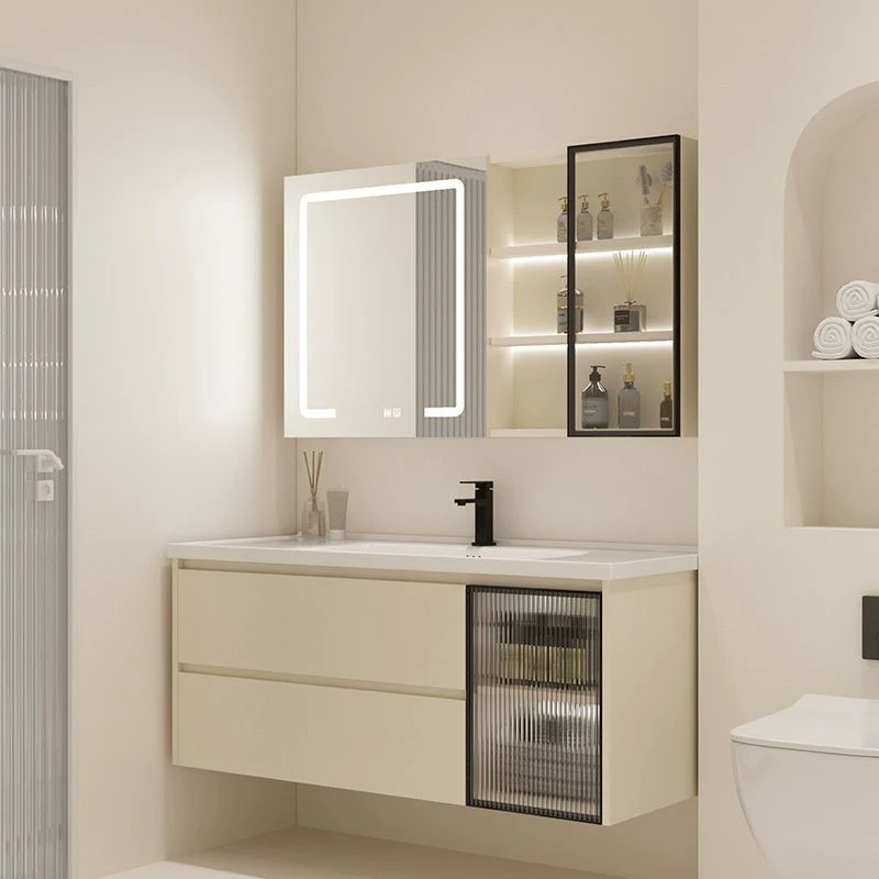 Soporte de pared superior de cerámica para lavabo de baño moderno con puerta de cierre suave Clearhalo