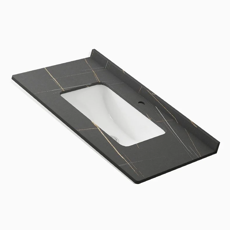 Tocador de baño azul con marco de metal, lavabo individual, espejo rectangular, tocador de baño con 2 puertas Clearhalo