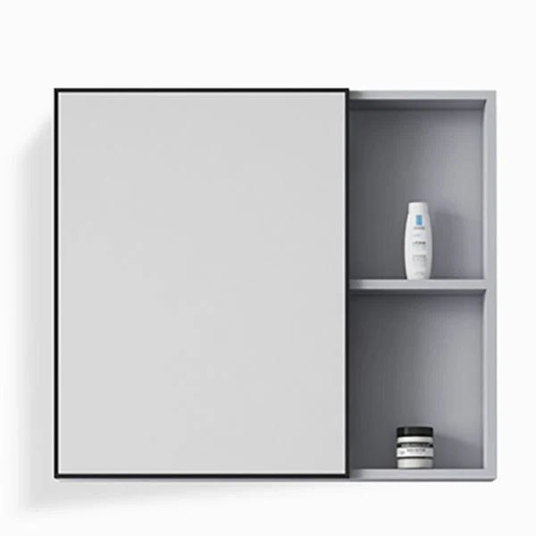 Tocador de baño blanco con lavabo individual, cajones para grifo montados en la pared, tocador con marco de metal y espejo...