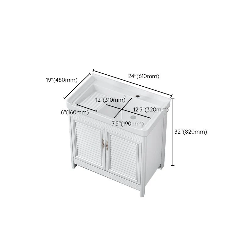 Tocador de baño con cajones, espejo, grifo, lavabo de cerámica individual Clearhalo