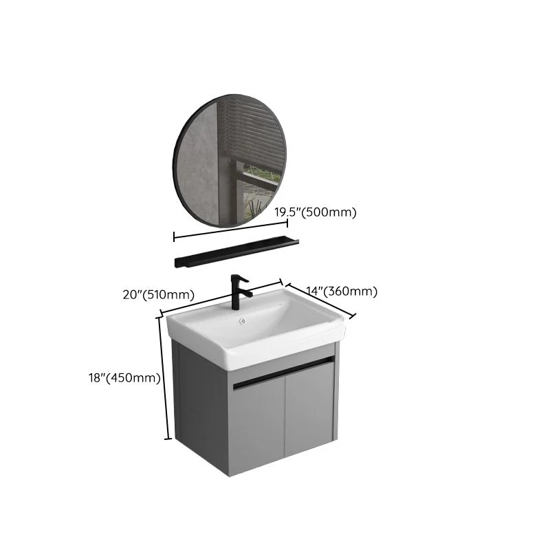 Tocador de baño con lavabo individual, marco de metal moderno, juego de tocador rectangular gris Clearhalo