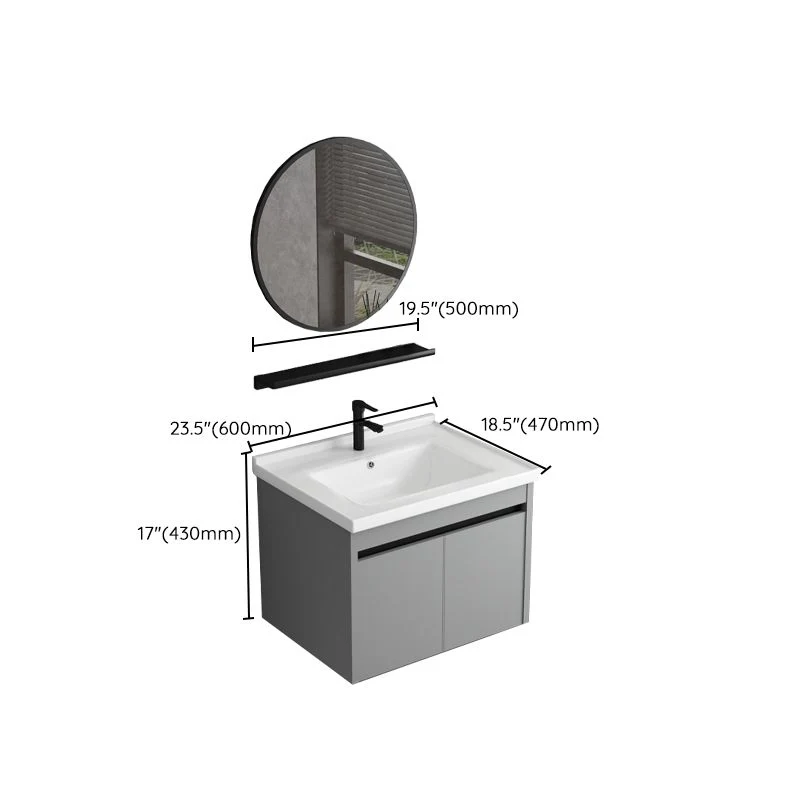 Tocador de baño con lavabo individual, marco de metal moderno, juego de tocador rectangular gris Clearhalo