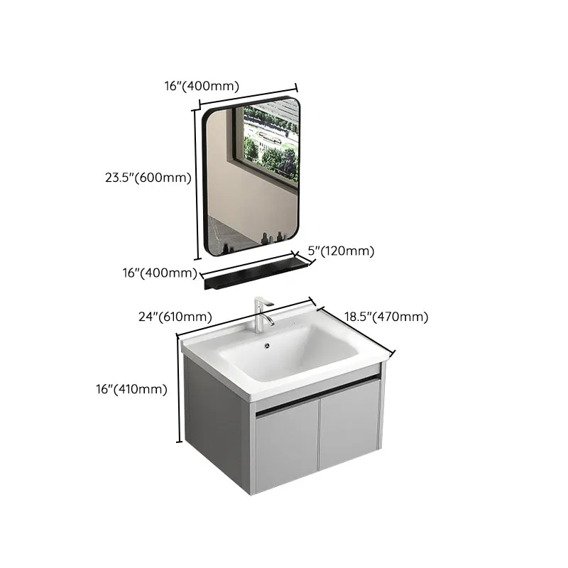 Tocador de baño con lavabo individual Tocador de baño rectangular gris moderno Clearhalo