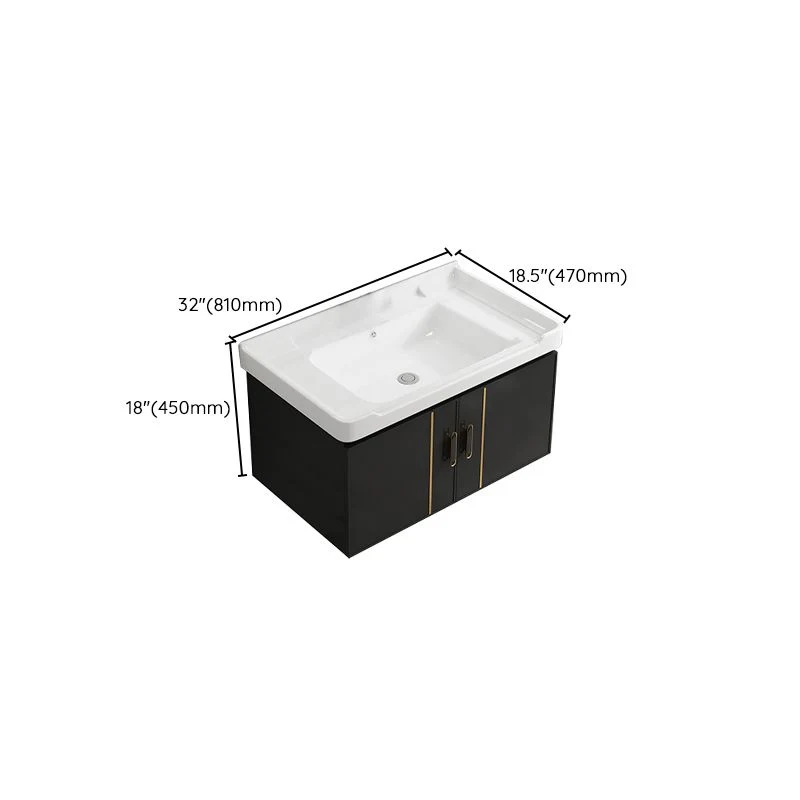Tocador de baño con lavabo de pared de cerámica con espejo impermeable Clearhalo