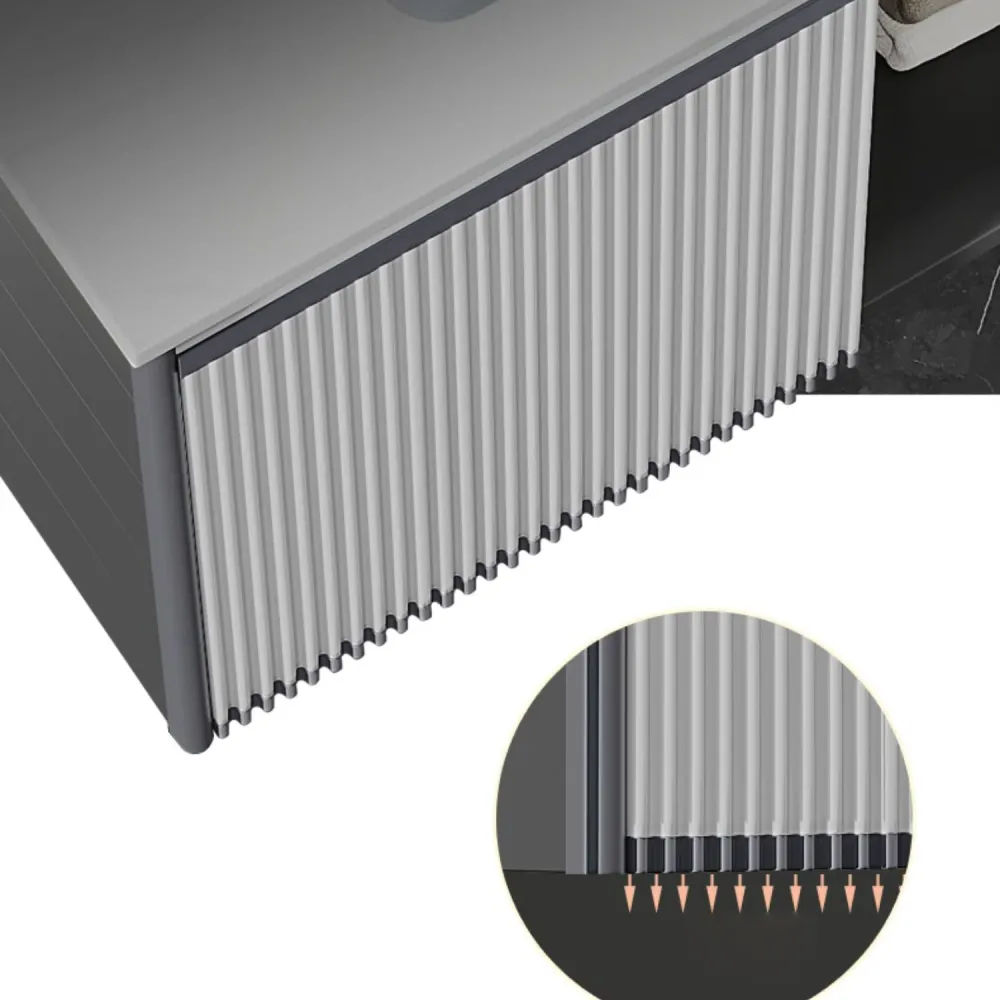 Tocador de baño con marco de metal gris, lavabo individual rectangular, espejo de montaje en pared, tocador de 2 puertas C...