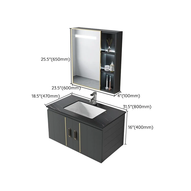 Tocador de baño de estilo moderno, montaje en pared, tocador de baño resistente la suciedad con grifo Clearhalo