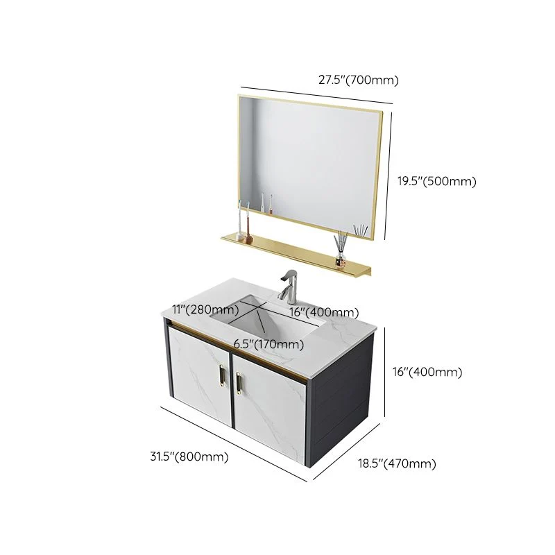 Tocador de baño de estilo moderno, resistente la suciedad, montaje en pared, tocador de baño con grifo Clearhalo