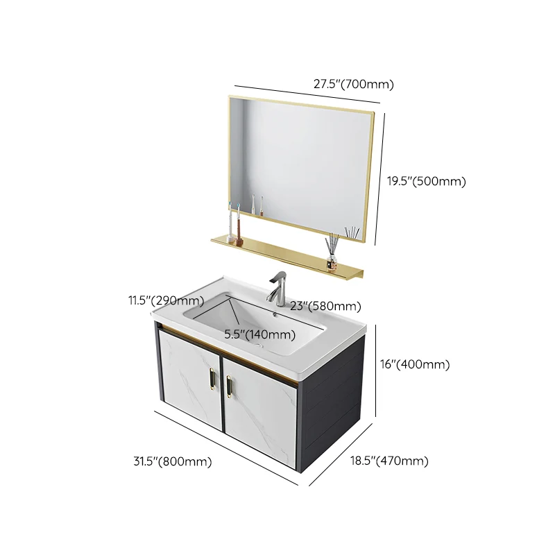 Tocador de baño de estilo moderno, resistente la suciedad, montaje en pared, tocador de baño con grifo Clearhalo