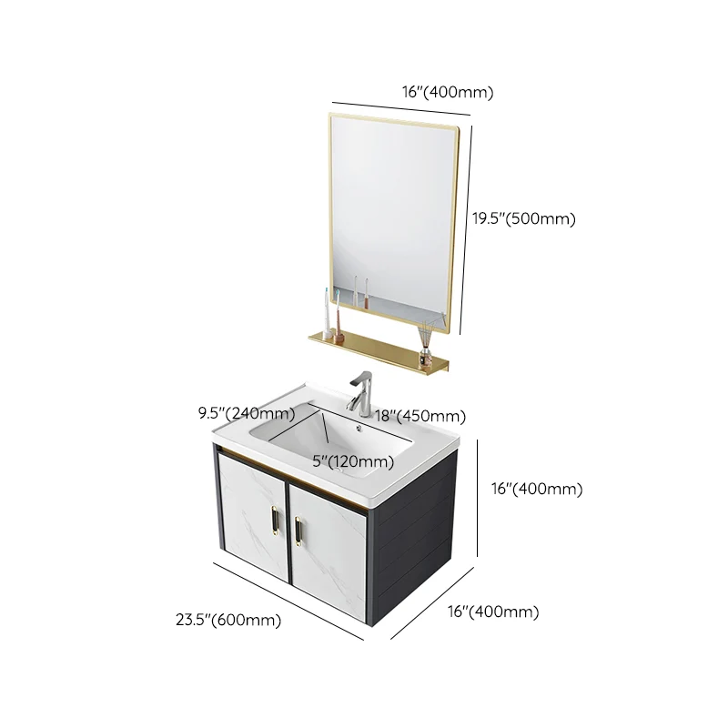 Tocador de baño de estilo moderno, resistente la suciedad, montaje en pared, tocador de baño con grifo Clearhalo