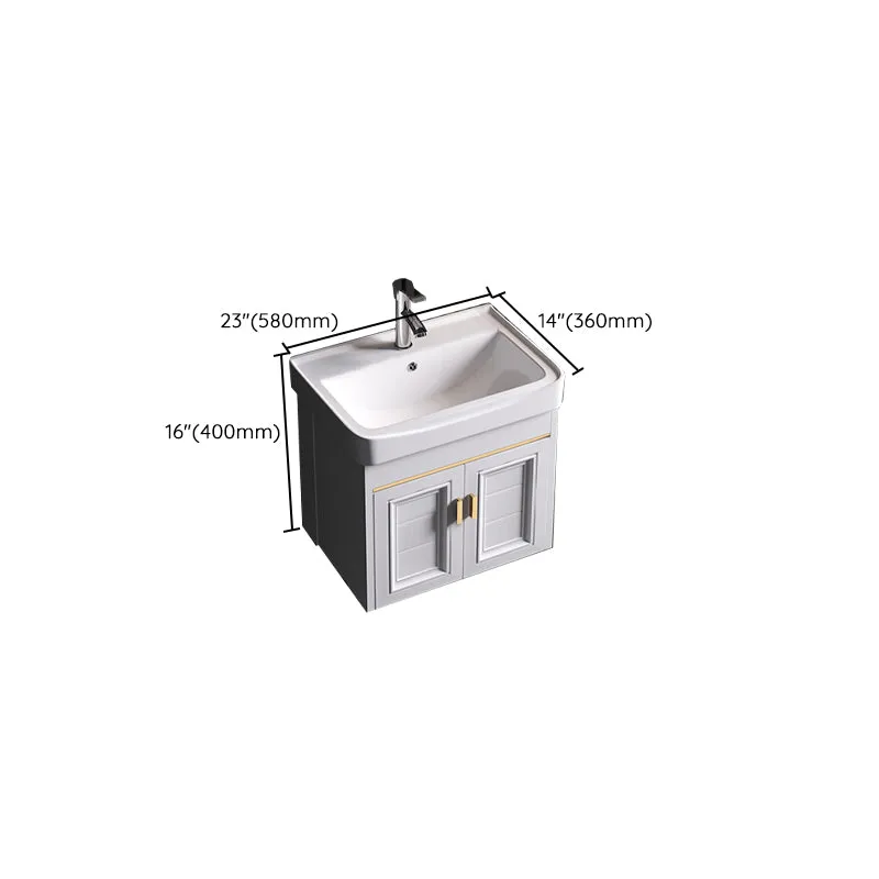 Tocador de baño Glam con espejo superior de cerámica incluido lavabo de tocador montado en la pared Clearhalo
