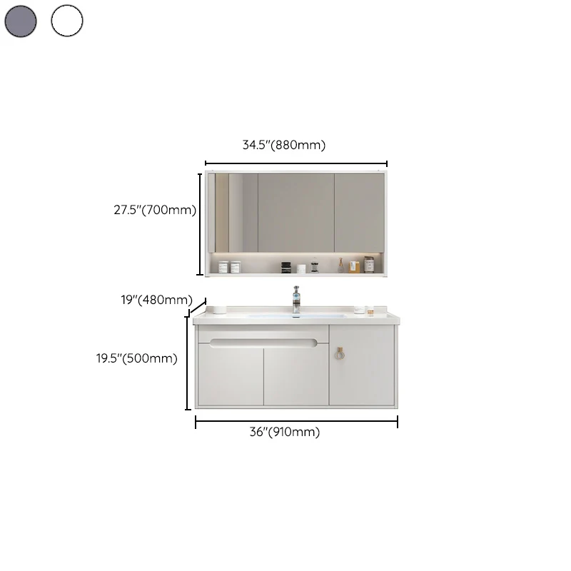 Tocador de baño Glam individual Tocador de baño de montaje en pared con tapa de cerámica Clearhalo