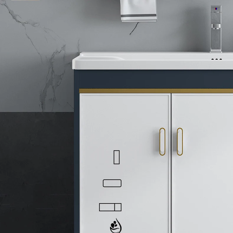 Tocador de baño Glam Tocador de baño rectangular con tapa de cerámica individual Clearhalo