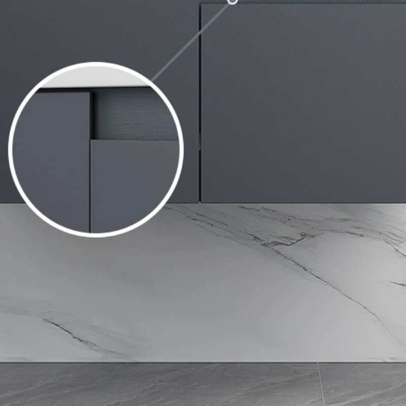 Tocador de baño gris, montaje en pared, rectangular, lavabo individual, espejo, marco de metal, tocador con puertas Clearhalo