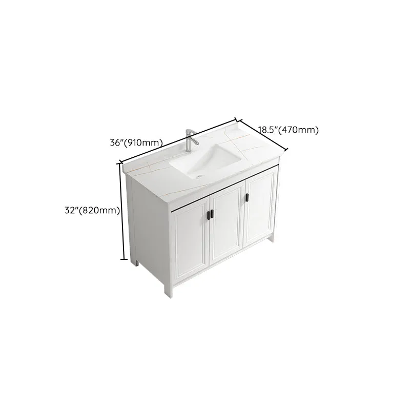 Tocador de baño independiente con lavabo individual, juego de tocador rectangular moderno blanco Clearhalo