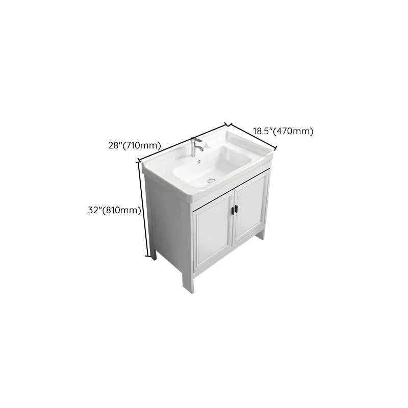Tocador de baño independiente moderno juego de tocador individual con tapa de cerámica blanca Clearhalo