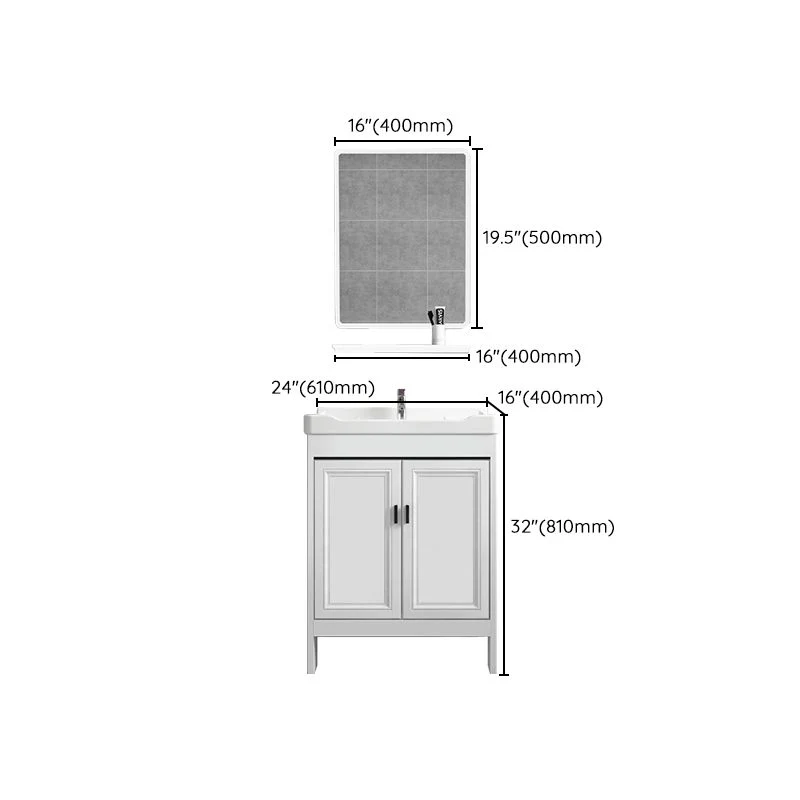 Tocador de baño independiente moderno juego de tocador individual con tapa de cerámica blanca Clearhalo
