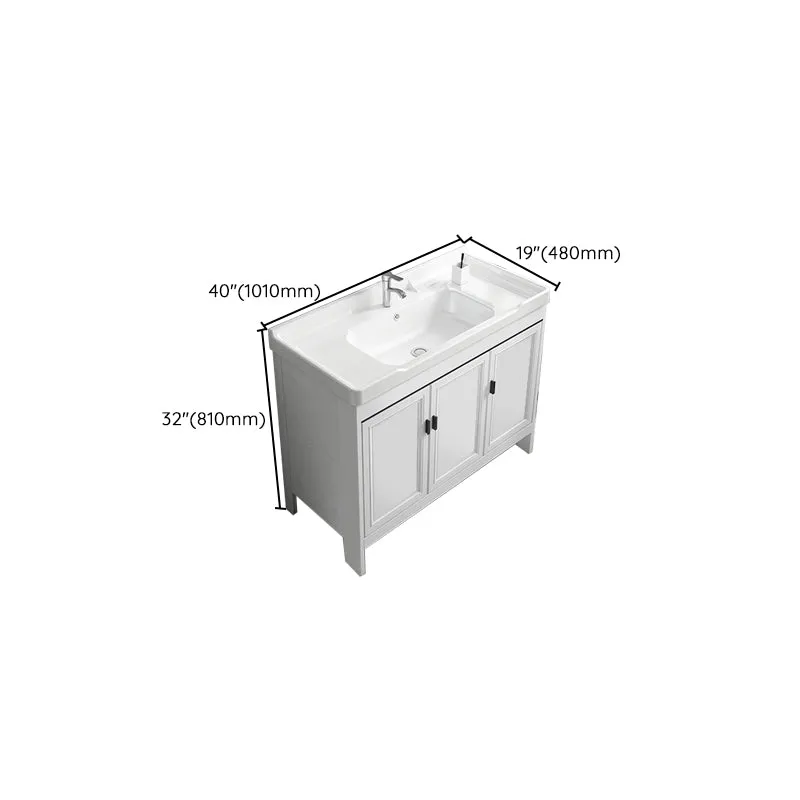 Tocador de baño independiente moderno juego de tocador individual con tapa de cerámica blanca Clearhalo