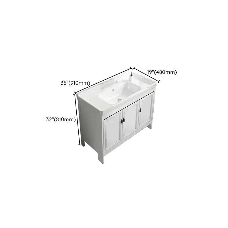 Tocador de baño independiente moderno juego de tocador individual con tapa de cerámica blanca Clearhalo