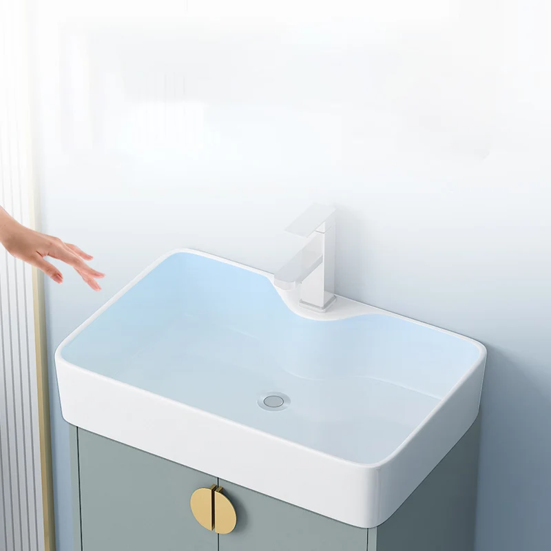 Tocador de baño independiente rectangular Glam Green Juego de tocador de un solo lavabo Clearhalo